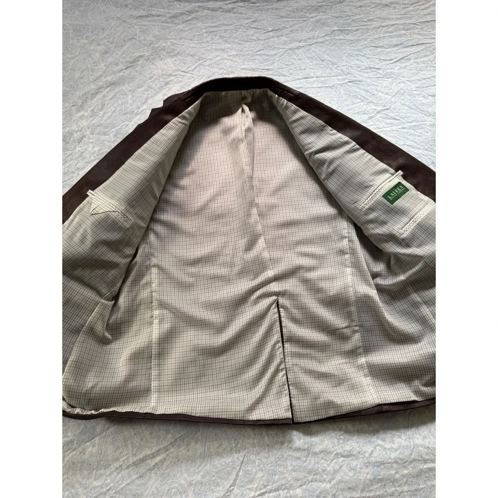 Lauren Ralph Lauren Brown Faux Leather Blazer Men's 46R XL Sport Coat Casual